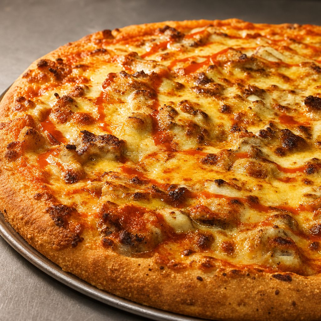 Buffalo Chicken with Blue Cheese Pizza.